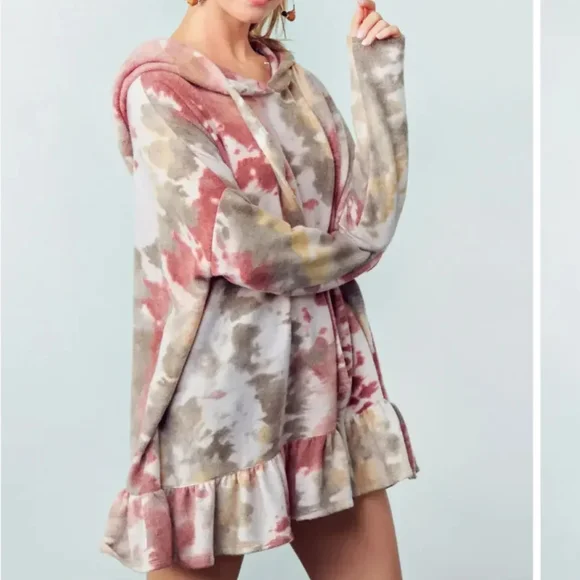 Fluffy Tie Dye Hoodie Tunic - Picture 4 of 4